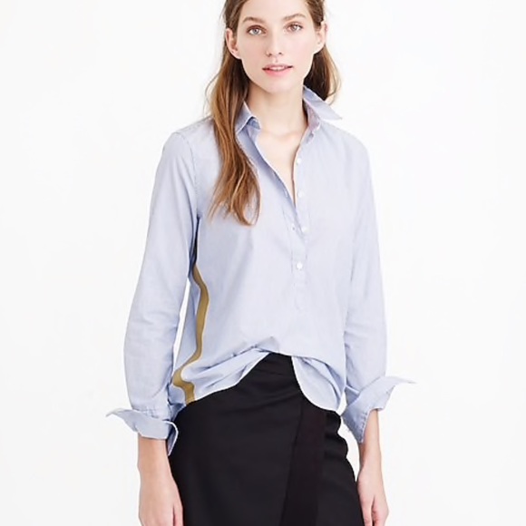 J. Crew Tops - J Crew | 16 Gold side-stripe popover shirt